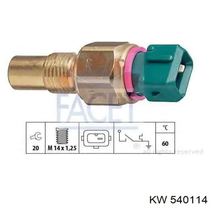 540 114 KW sensor, temperatura del refrigerante (encendido el ventilador del radiador)