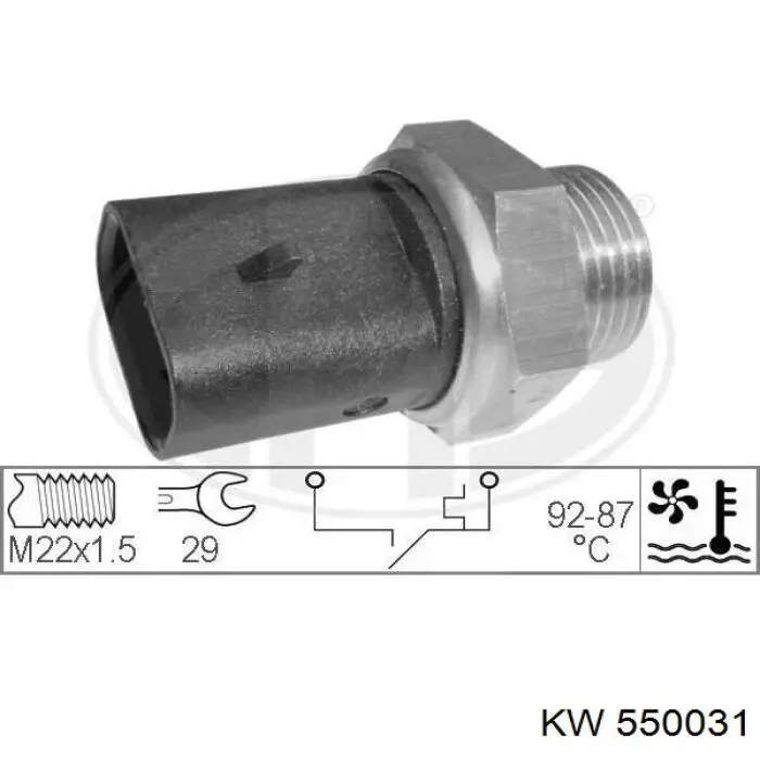 550031 KW sensor, temperatura del refrigerante (encendido el ventilador del radiador)