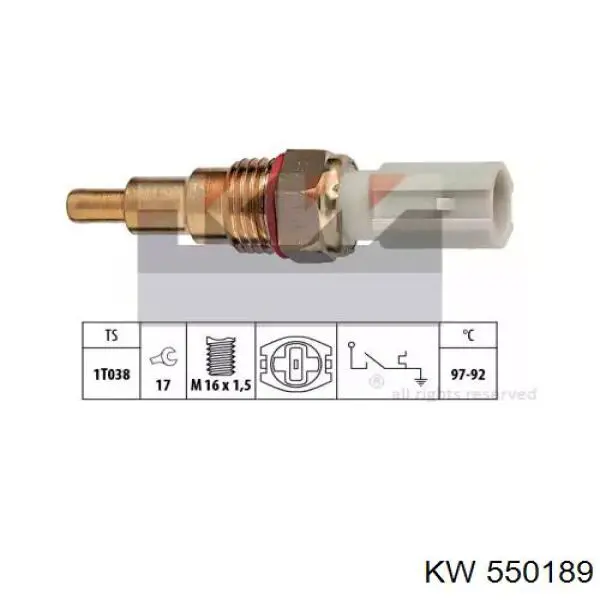 550189 KW sensor, temperatura del refrigerante (encendido el ventilador del radiador)
