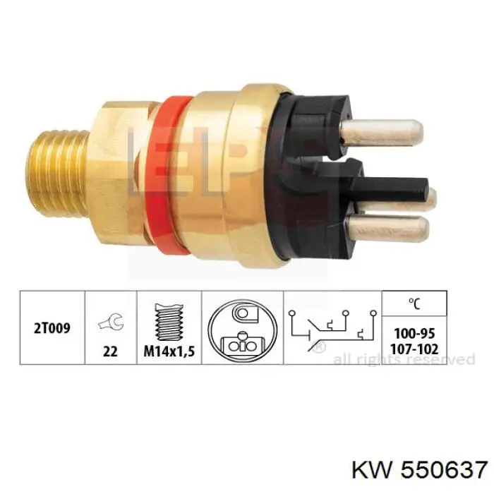 550 637 KW sensor, temperatura del refrigerante (encendido el ventilador del radiador)