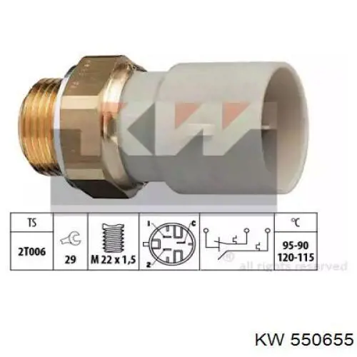 550655 KW sensor, temperatura del refrigerante (encendido el ventilador del radiador)