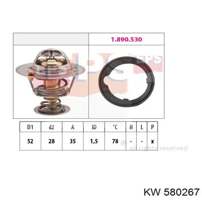 580 267 KW termostato, refrigerante