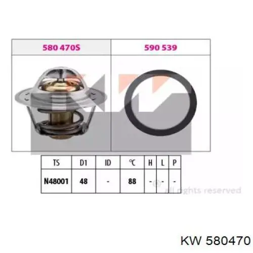 580470 KW AUTOMOTIVE Termostato de agua