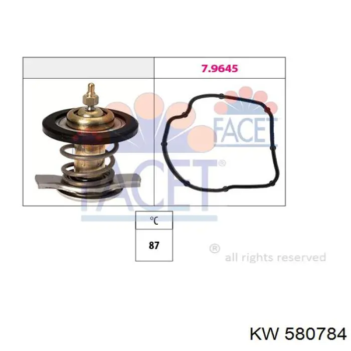 580 784 KW termostato, refrigerante