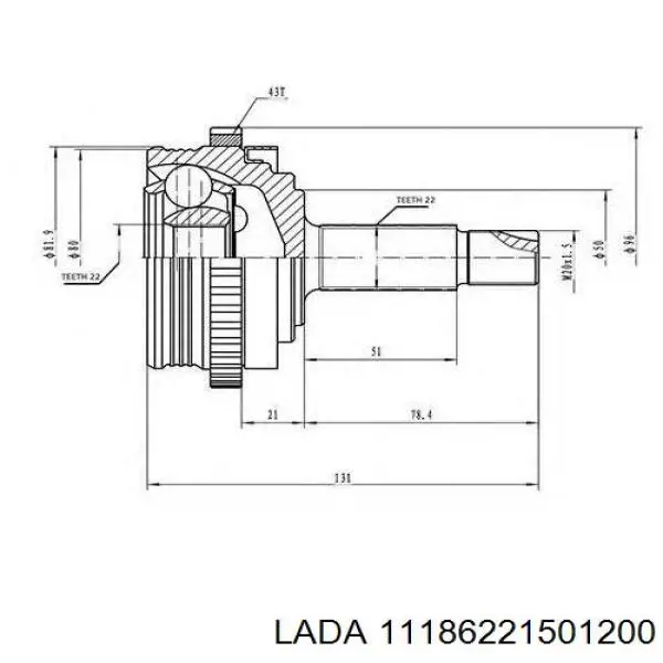 Junta homocinética exterior delantera Lada 11186221501200 precio, desde 37,65 EUR