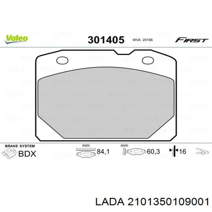 2101-350 109001 Lada pastillas de freno delanteras