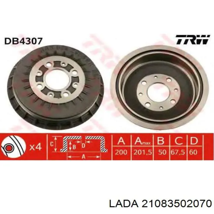 Tambor de freno trasero Lada 21083502070 precio, desde 49,01 EUR