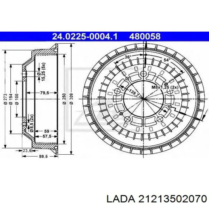 2121-3502070 Lada freno de tambor trasero