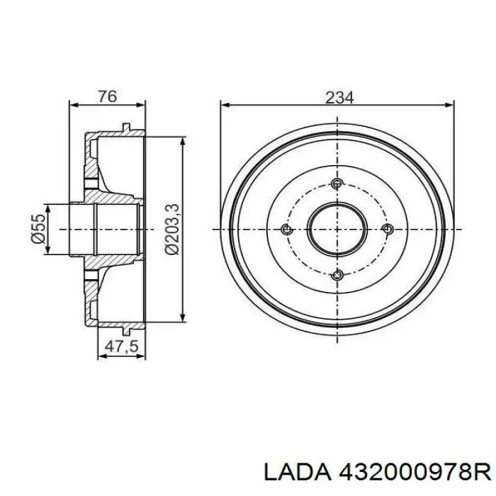 432000978R Lada freno de tambor trasero