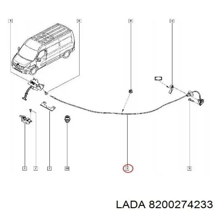 8200274233 Lada asa, desbloqueo capó