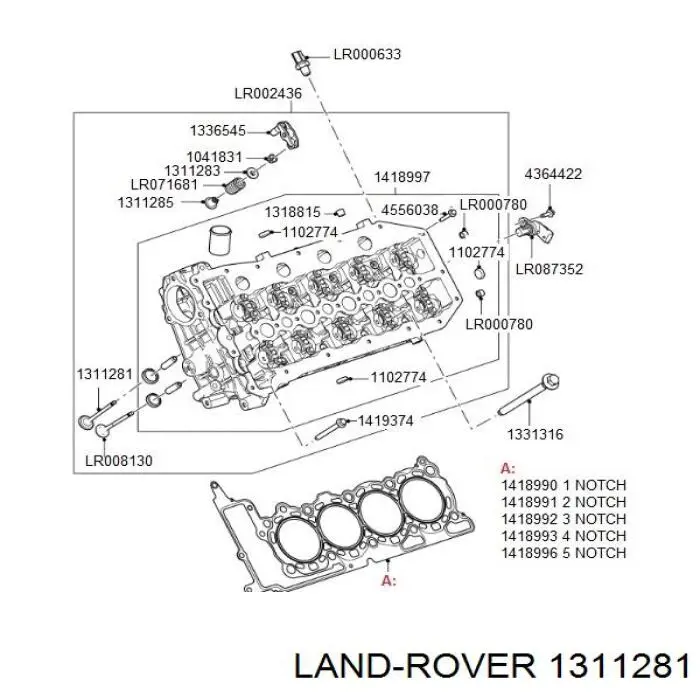 1311281 Land Rover válvula de admisión