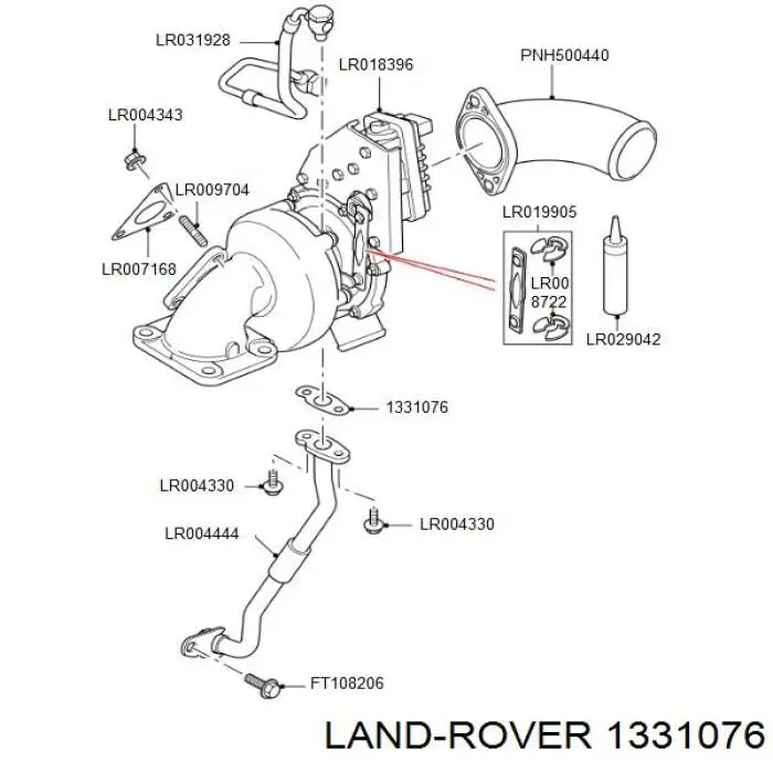 1331076 Land Rover junta de manguera de drenaje de aceite de turbina
