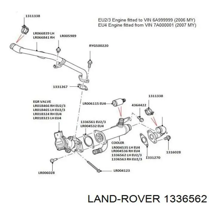 1336562 Land Rover enfriador egr de recirculación de gases de escape