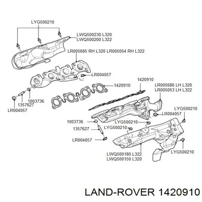 1420910 Land Rover junta de colector de escape