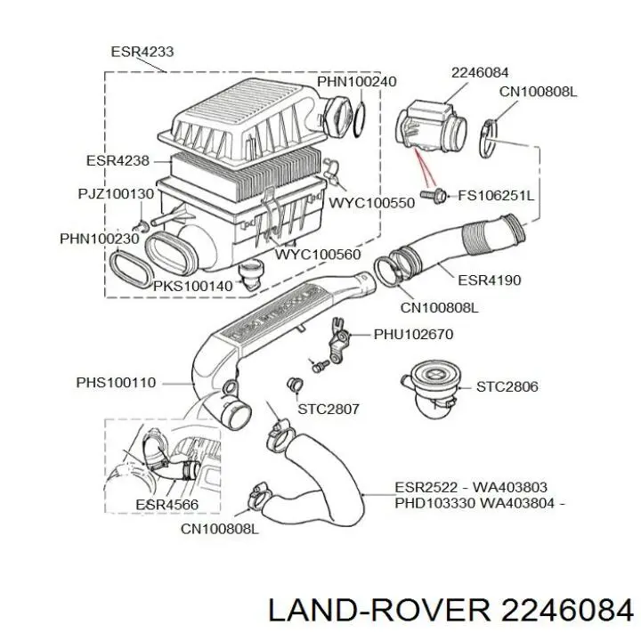 2246084 Land Rover sensor de flujo de aire/medidor de flujo (flujo de aire masibo)