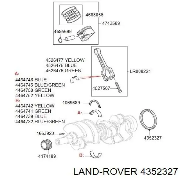 4352327 Land Rover anillo retén, cigüeñal