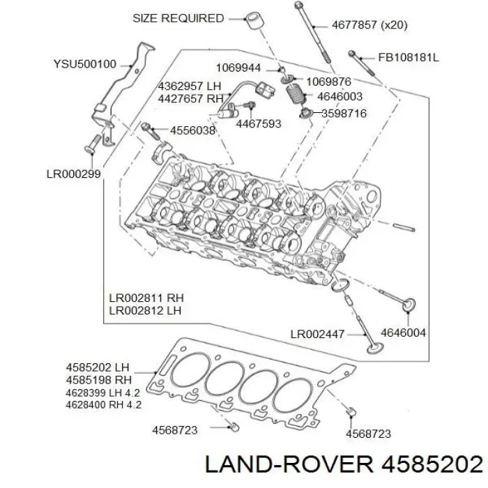 4536864 Land Rover junta de culata izquierda