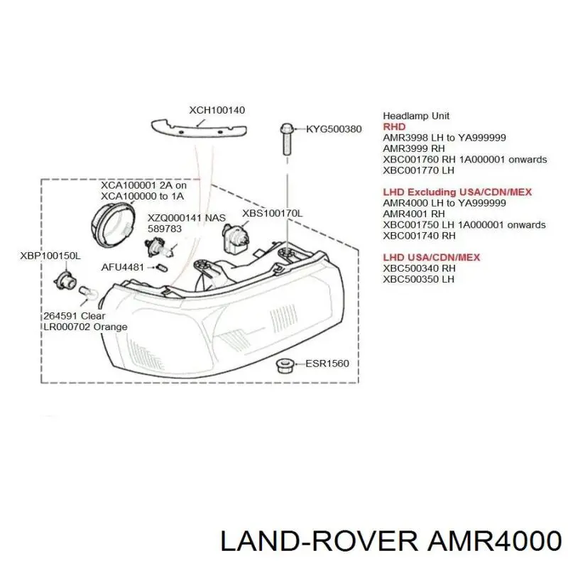 AMR4000 Land Rover faro izquierdo