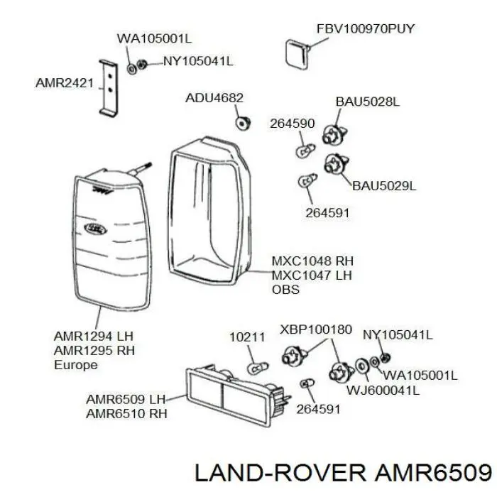 AMR6509 Land Rover piloto parachoques trasero izquierdo