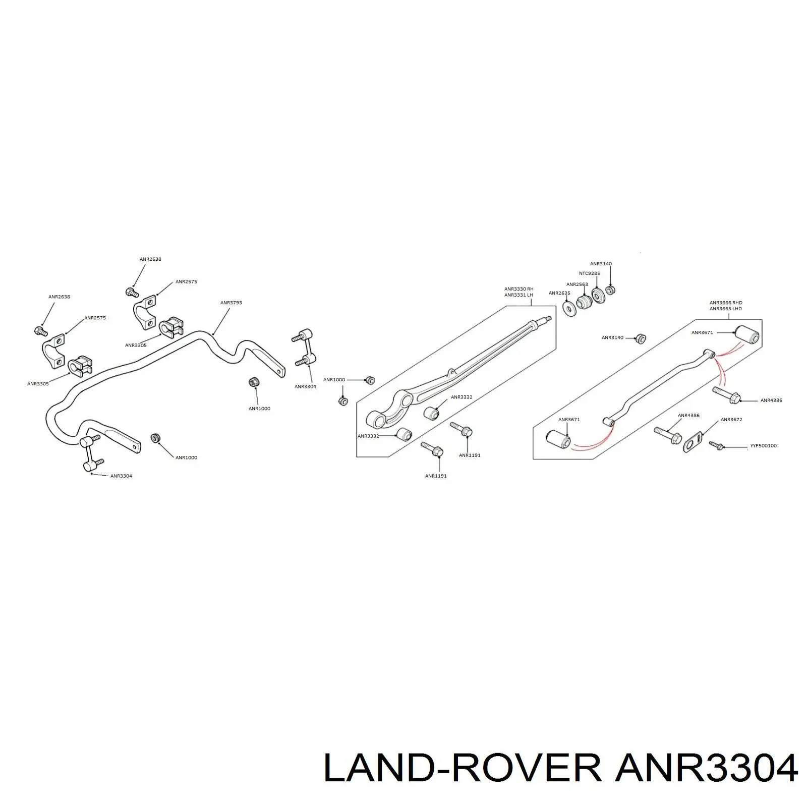 ANR3304 Land Rover soporte de barra estabilizadora delantera