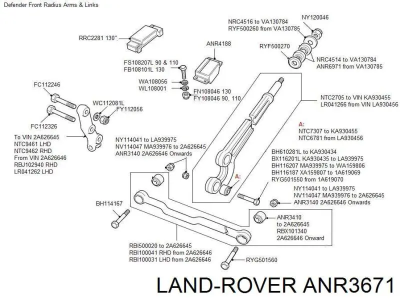 ANR3671 Land Rover silentblock para barra panhard trasera