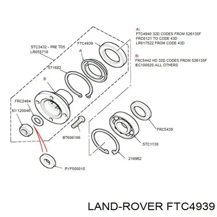 Comprar FRC7043 Land Rover Retén del piñón del diferencial delantero