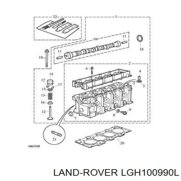 LGH100990L Land Rover válvula de admisión