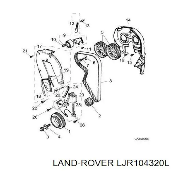LJR10076L Land Rover tapa de correa de distribución interior superior