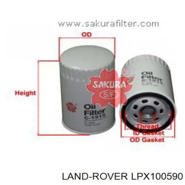 LPX100590 Land Rover filtro de aceite