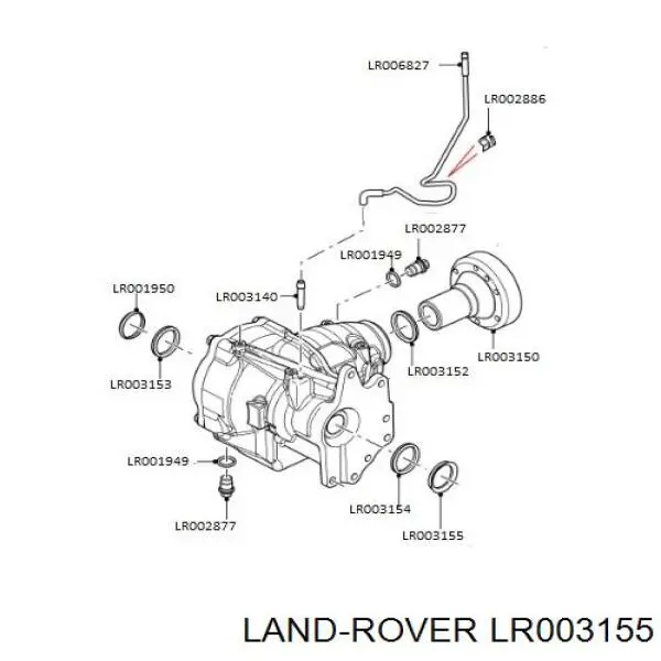 LR003155 Land Rover anillo retén de semieje, eje delantero, izquierdo