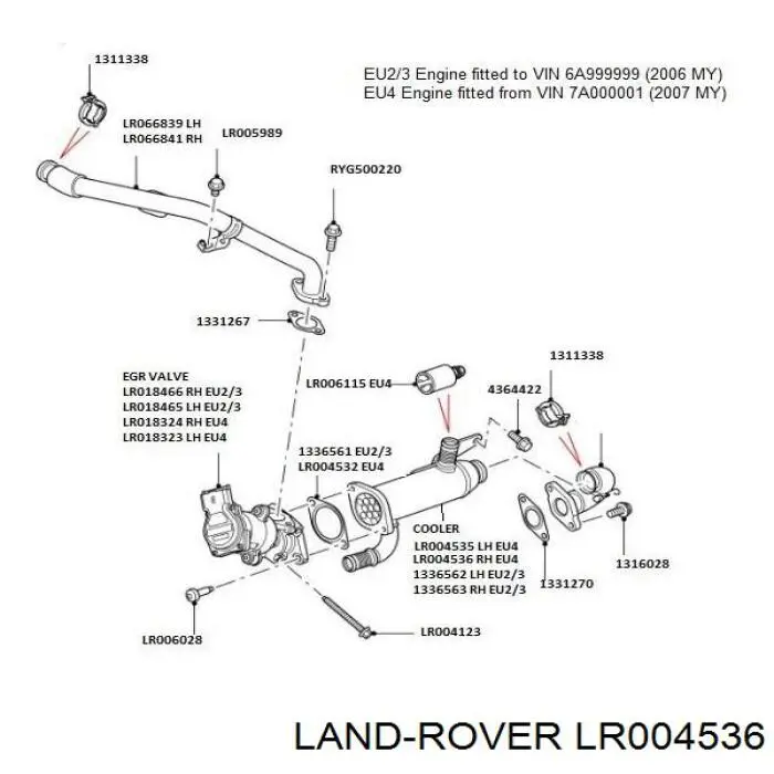 LR004536 Land Rover Enfriador de recirculación de gases de escape EGR