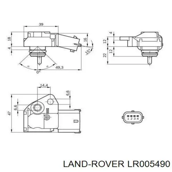 LR005490 Land Rover sensor de presion de carga (inyeccion de aire turbina)