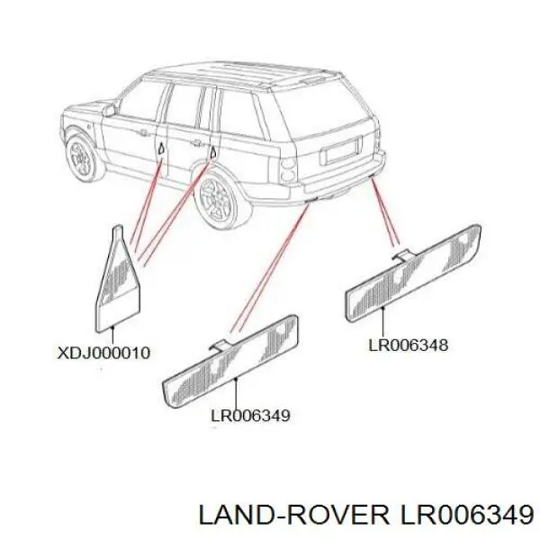 LR006349 Land Rover reflector, parachoques trasero, izquierdo