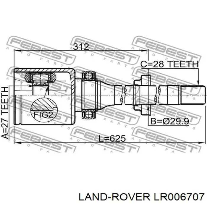 BB3796 Posterparts árbol de transmisión delantero derecho