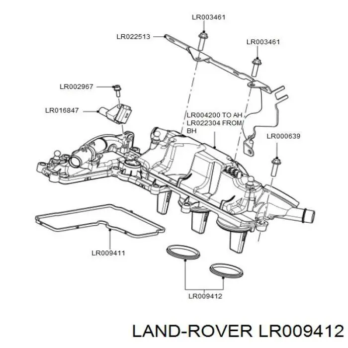 LR009412 Land Rover junta, tapa de culata de cilindro, anillo de junta