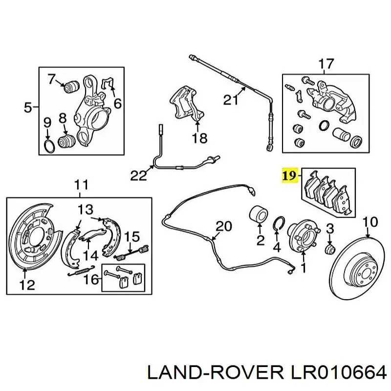 LR010664 Land Rover Pastillas freno traseras