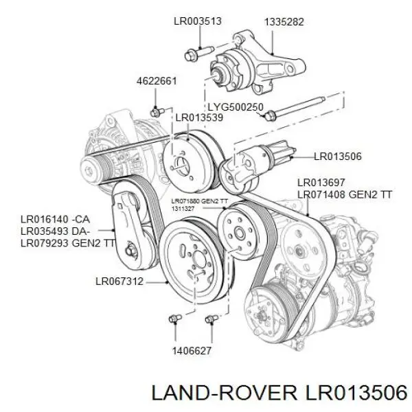 9h2219a216da Land Rover tensor de correa poli v