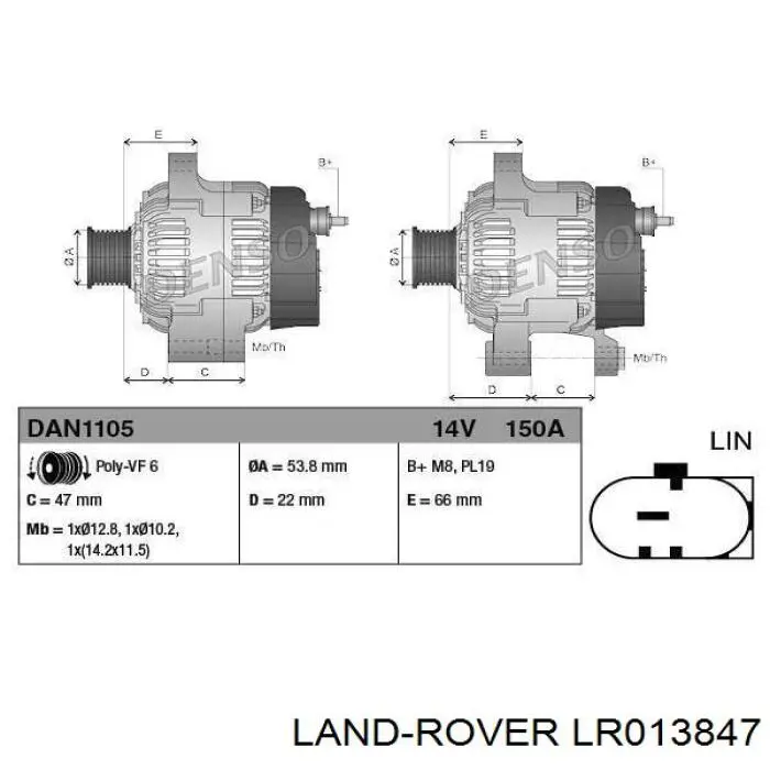 Alternador LAND ROVER LR013847
