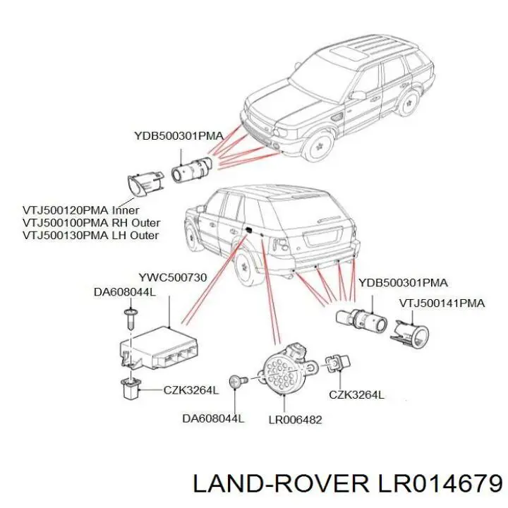 Sensores De Estacionamiento De Cable (alambre) Parachoques Trasero para Land Rover Range Rover (L320)