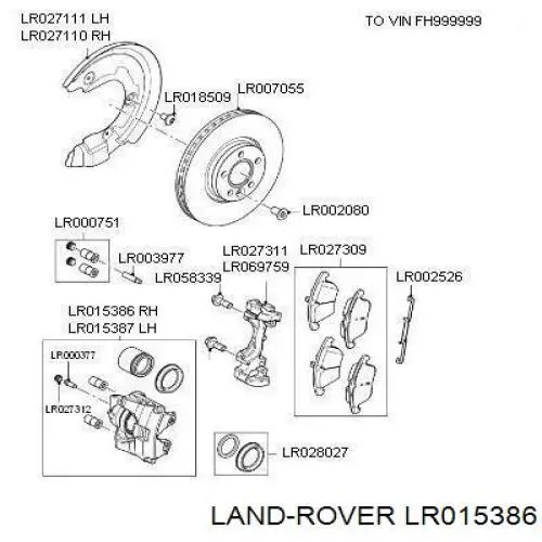 Pinza de freno delantera derecha Land Rover LR015386 precio, desde 50,91 EUR