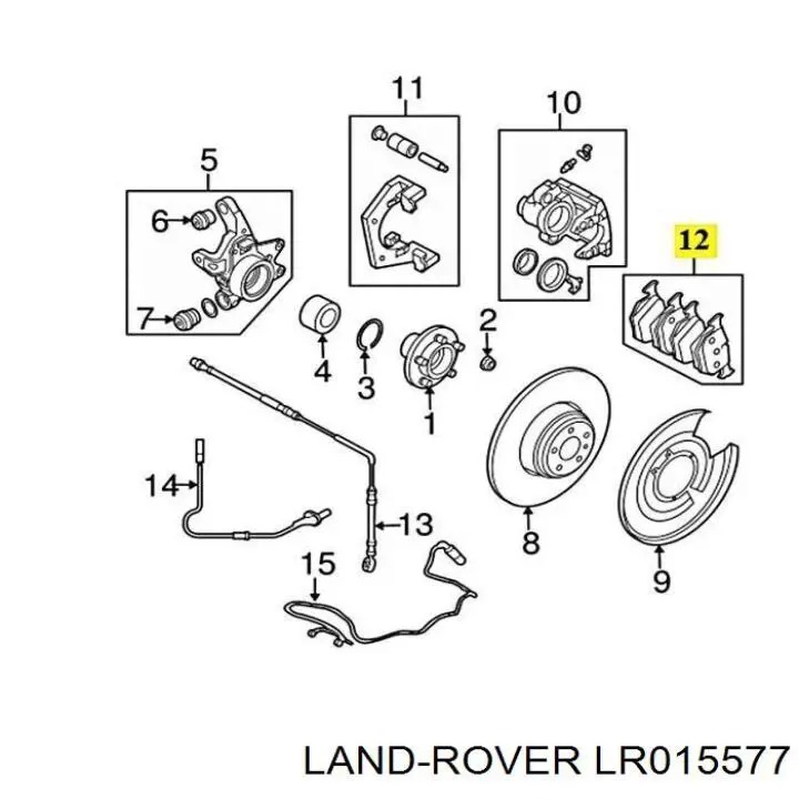 LR015577 Land Rover pastillas de freno traseras