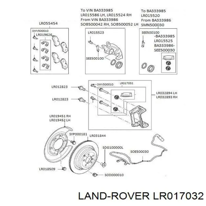 Kit de reparación, pinza de freno trasero Land Rover LR017032 precio, desde 16,07 EUR