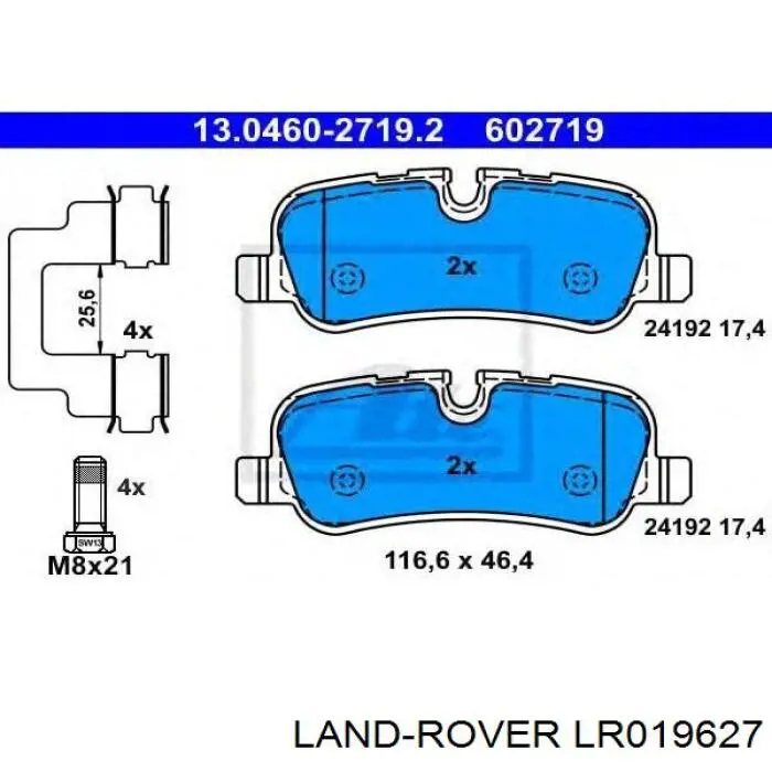 LR019627 Land Rover pastillas de freno traseras