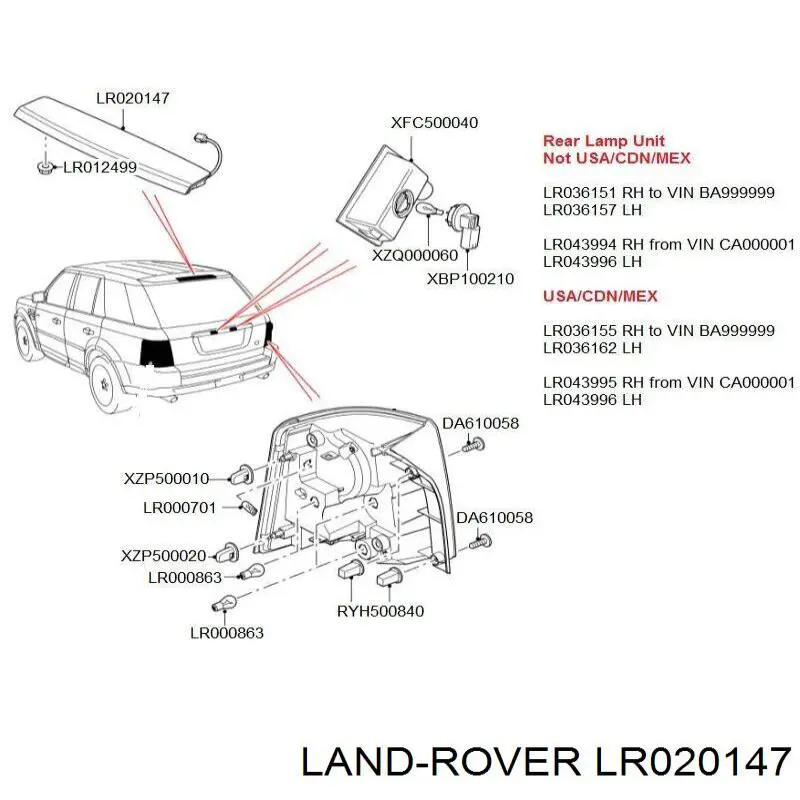 Lampara de luz de freno adicional  Land Rover LR020147 precio, desde 92,44 EUR