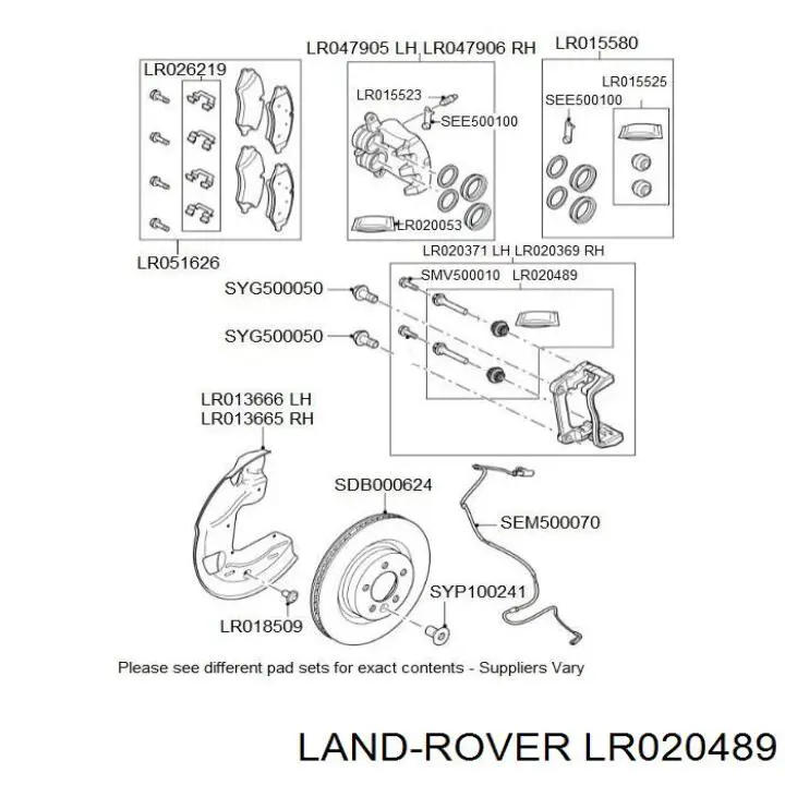 Guía de la pinza de freno delantera Land Rover LR020489 precio, desde 13,34 EUR