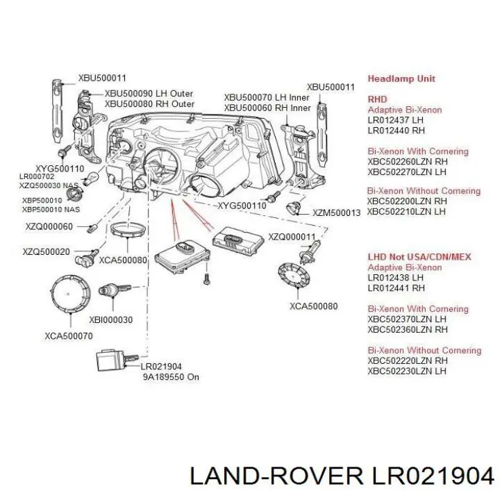 LR021904 Land Rover bombilla de xenon