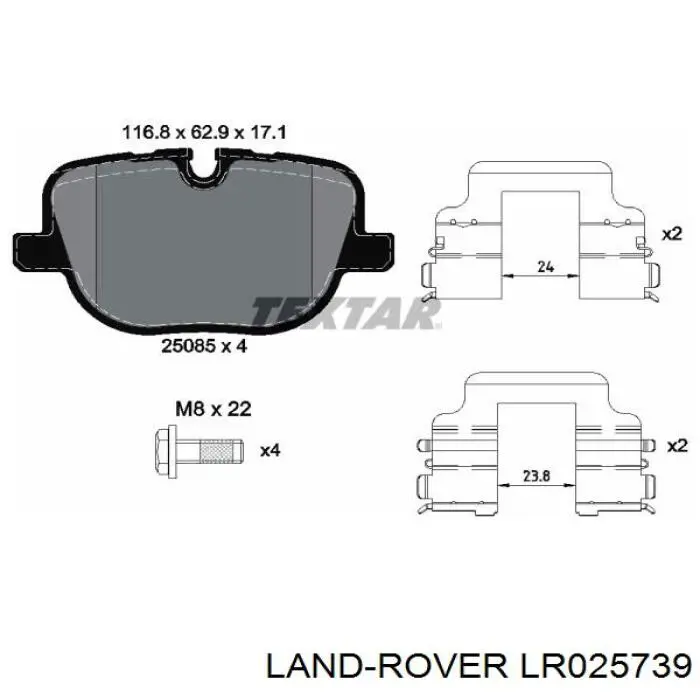 Pastillas traseras de freno Land Rover LR025739 precio, desde 56,90 EUR