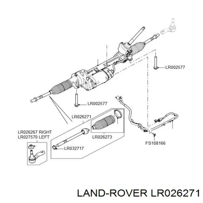 LR026271 Land Rover barra de acoplamiento