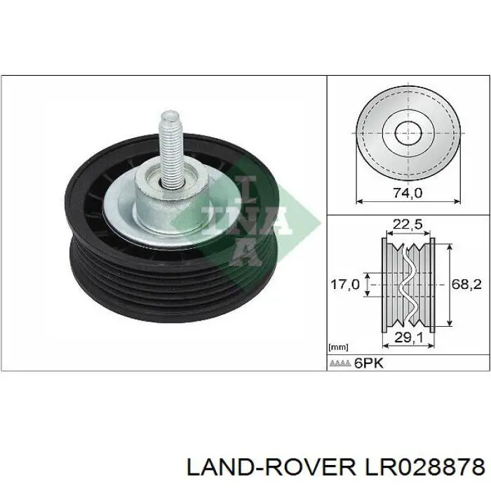 LR028878 Land Rover Polea guía correa poli V