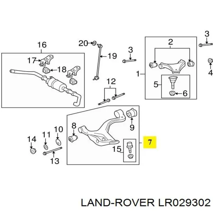 LR029302 Land Rover barra oscilante, suspensión de ruedas delantera, inferior izquierda